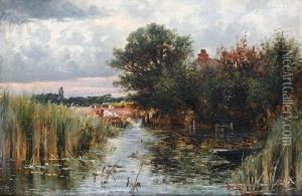 On The Avon Christchurch Oil Painting - Sidney Pike