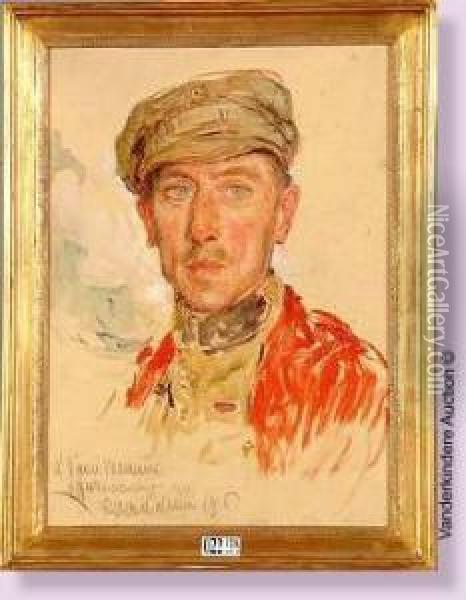 Portrait D'un Officier Belge Oil Painting - Fernand Allard L'Olivier