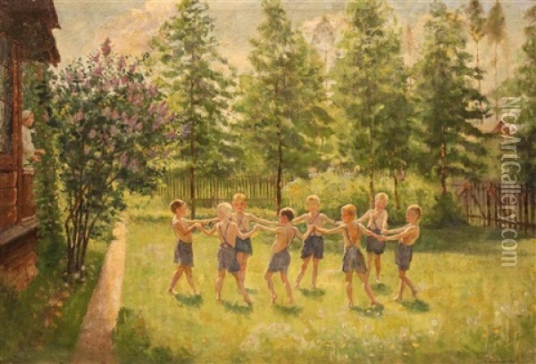 Round Dance, 1930 Oil Painting - Boris J. Vladimirsky