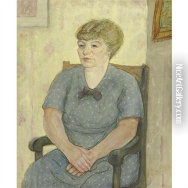 Portrait Of A Seated Woman In Blue Oil Painting - Arnold Friedman