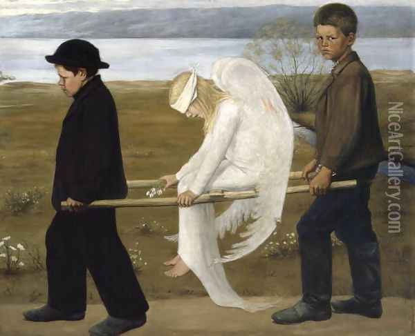 The Wounded Angel from 1903 Oil Painting - Hugo Simberg