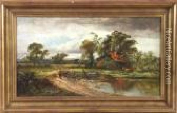 Landscape With Figure Oil Painting - Henry Bates Joel