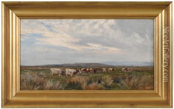 In The Meadows At Wareham Oil Painting - Frederick (William Newton) Whitehead