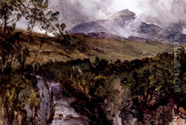 Herbstliche Flusslandschaft Oil Painting - James B. Dalziel