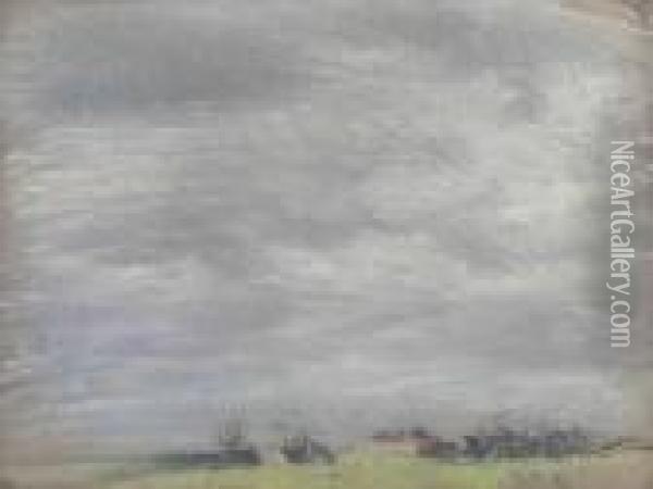 Marsh Landscape, Essex Oil Painting - George Clausen