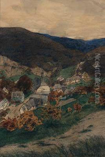 Dorf In Der Eifel Oil Painting - Erich Nikutowski