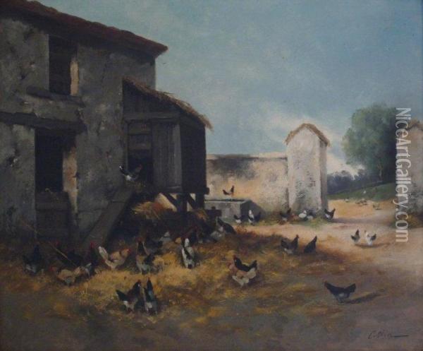 Le Poulailler Oil Painting - Eugene Cottin