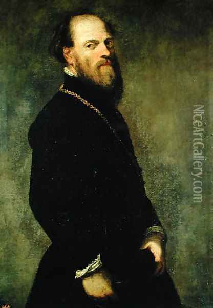 The Man with the Gold Chain, c.1550 Oil Painting - Jacopo Tintoretto (Robusti)