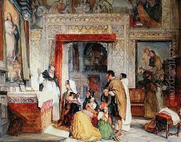 The Sacristy of Toledo Cathedral Oil Painting - John Frederick Lewis