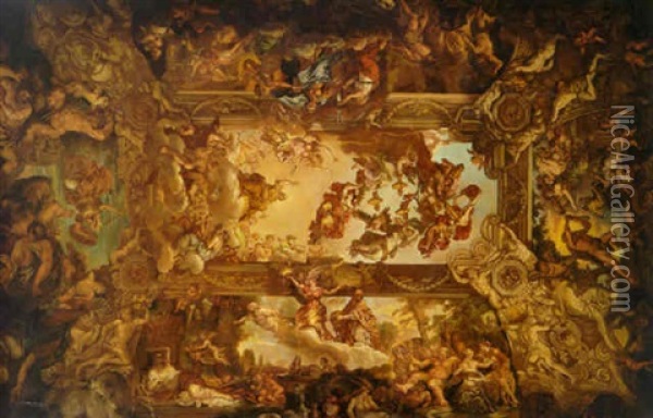The Glorification Of The Reign Of Urban Vlll Oil Painting - Pietro da Cortona