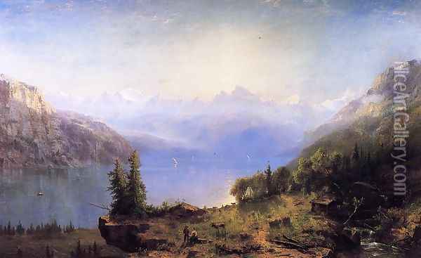 Sunrise in the Alps Oil Painting - Marie-Regis-Francois Gignoux