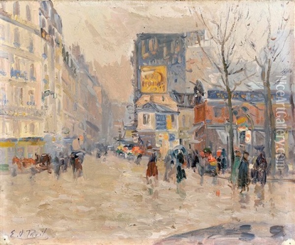 Place Animee A Paris Oil Painting - Elie Anatole Pavil