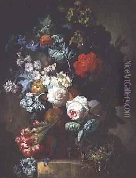 Still Life, Flowers and birds nest Oil Painting - Jan van Os