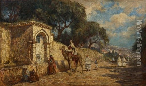 La Halte A La Fontaine A Alger Oil Painting - Addison Thomas Millar