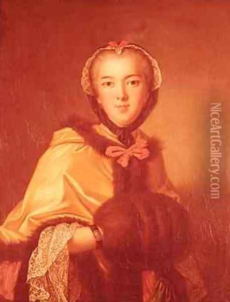 Portrait of LouisHenriette de Bourbon-Conti with muffler Oil Painting - Jean-Marc Nattier