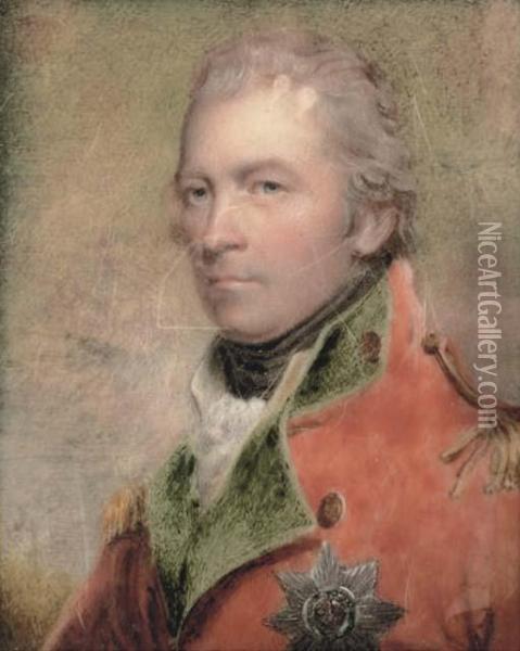 Charles Lennox, 4th Duke Of Richmond And Lennox Kg, In Scarlet Coat With Green Facings And Gold Epaulettes, Wearing The Breast-star Of The Order Of The Garter Oil Painting - Henry Collen