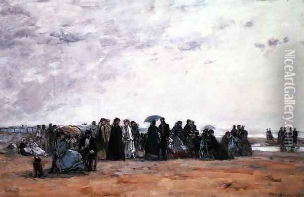 A seaside watering place, 1867 Oil Painting - Eugene Boudin