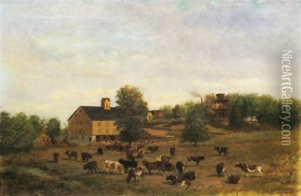 View Of J. Reston Thoma Dairy Farm (swarthmore Area, Pennsylvania) Oil Painting - Newbold Hough Trotter