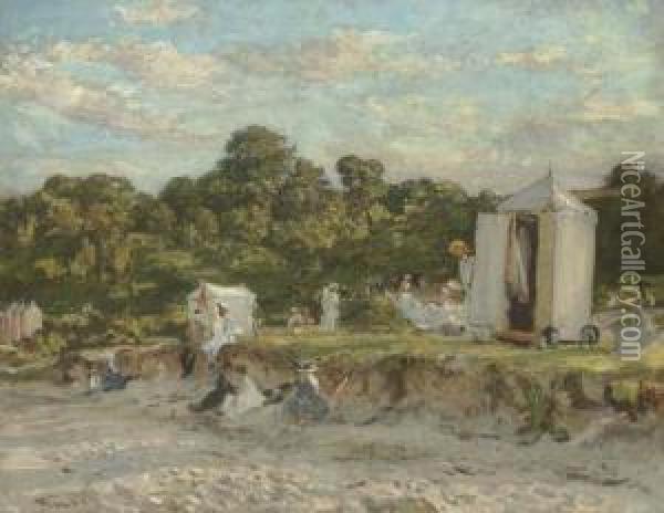 Bathing Huts Oil Painting - Walter Westley Russell