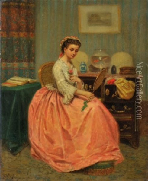 Jeune Fille Au Miroir Oil Painting - Paul Seignac