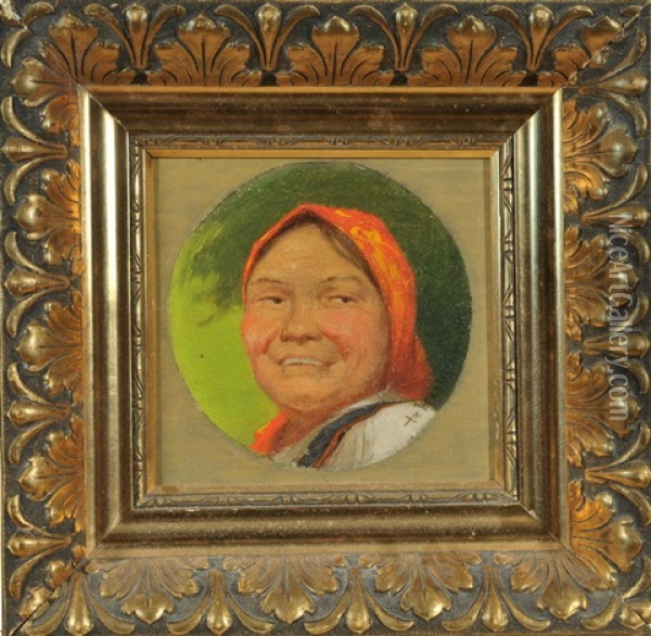 Portrait Einer Lachenden Bauerin Oil Painting - Roman Kochanowski