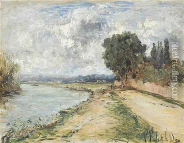 A Riverside Track Oil Painting - Victor Viollet-Le-Duc