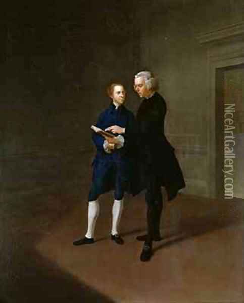 Portrait of Assheton Curzon late Viscount Curzon with tutor Dr Mather Oil Painting - Arthur Devis
