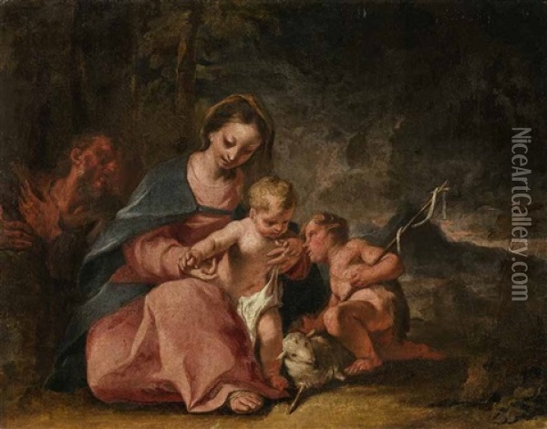 Heilige Familie Mit Johannesknaben Oil Painting - Nicola Grassi