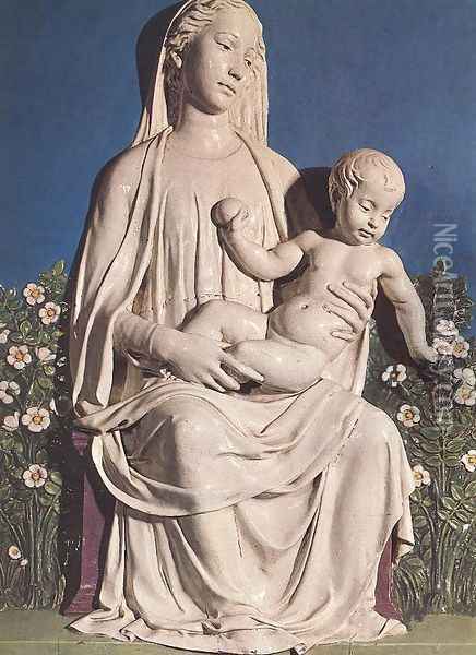 Madonna of Roses Oil Painting - Luca della Robbia