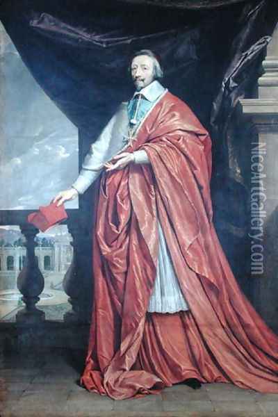 Portrait of Armand-Jean du Plessis, Cardinal Richelieu (1585-1642) Oil Painting - Philippe de Champaigne