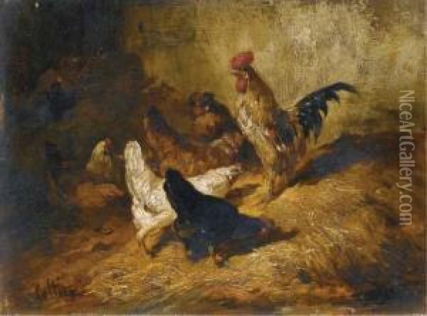 Coqs Et Poules Oil Painting - Eugene Cottin