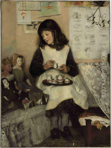 The Tea Party Oil Painting - Laura Theresa Epps Alma-Tadema