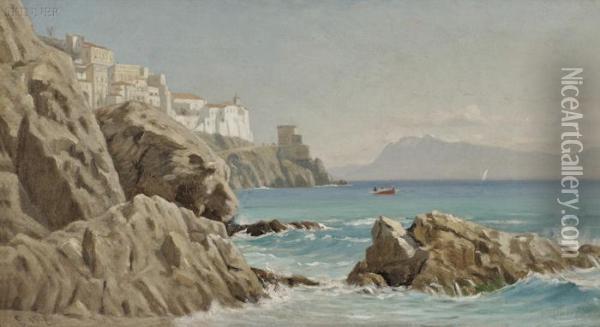 Italian Coastal View Oil Painting - Ernest Wadsworth Longfellow