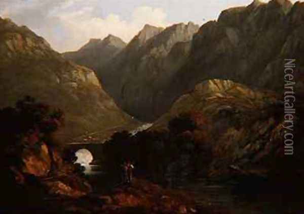 Pont Averglastyn North Wales Oil Painting - John Glover