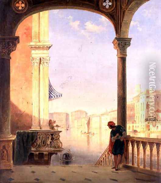 A Venetian Terrace Oil Painting - James Holland