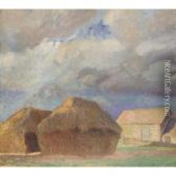 Haystacks In The Sunlight Oil Painting - William Rothenstein
