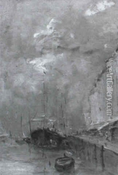 Am Hafen Oil Painting - Stanislas Lepine
