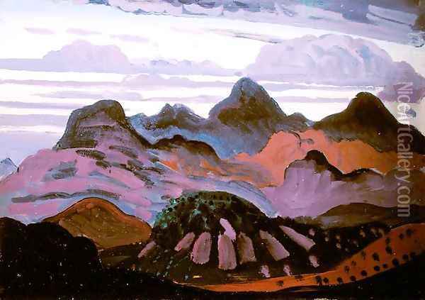 Deep Twilight Pyrenees Oil Painting - James Dickson Innes