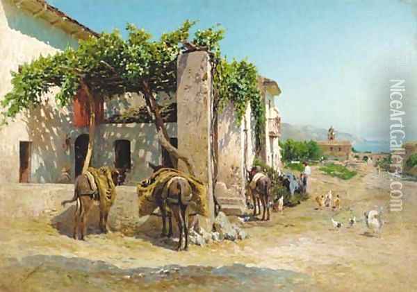 Italian Village by the Coast Oil Painting - Vasili Vasilyevich Vereshchagin