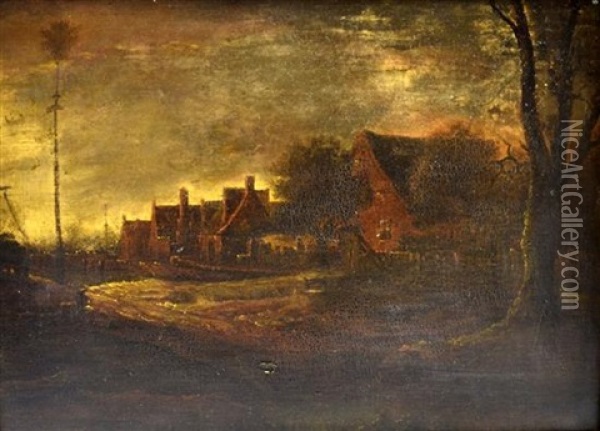 Continental Landscape Scene With Buildings And Trees Oil Painting - Egbert Lievensz van der Poel