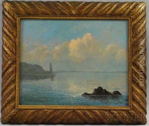 Coastal View With Distant Lighthouse Oil Painting - Mauritz Frederick Hendrick de Haas
