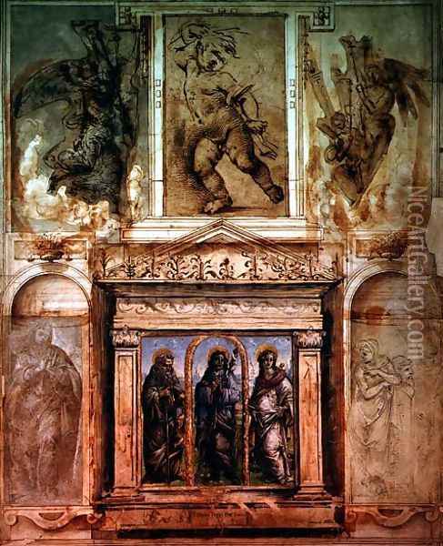 Page from 'Libro dei Desegni' (2) Oil Painting - Raphaello del Garbo Capponi