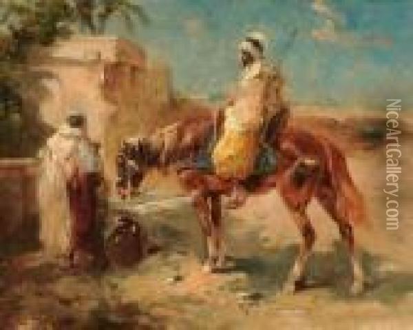 Arabische Ruiter Bij De Bron Oil Painting - Henry Schouten