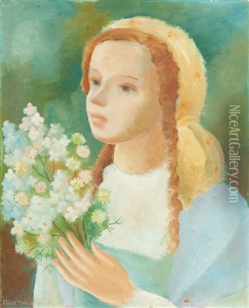 Dziewczynka Z Kwiatkami Oil Painting - Alice Hohermann