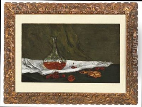 Cerises Et Carafon (cherries And Carafe) Oil Painting - Paul Gauguin