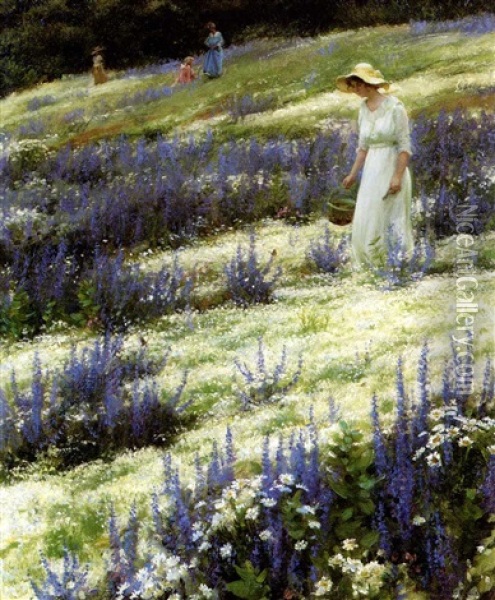 Ladies On A Hill Oil Painting - Charles Courtney Curran