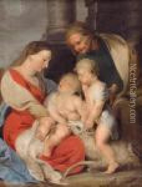 Maria Mit Dem Jesusknaben Und Elisabeth Mit Dem Johannesknaben Oil Painting - Peter Paul Rubens