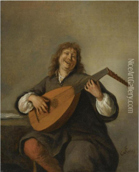 Self Portrait With A Lute Oil Painting - Jan Steen
