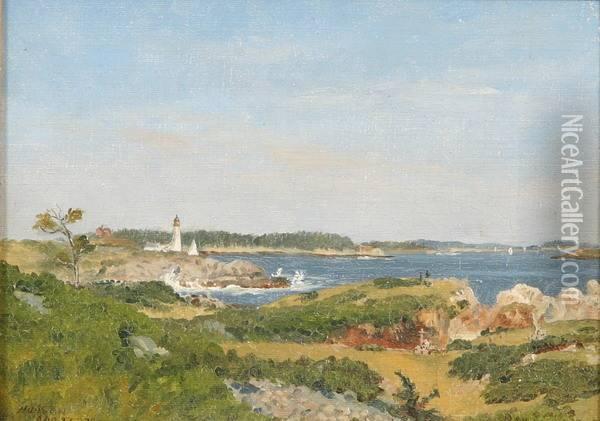 Coastal Scene With Lighthouse Oil Painting - John Bradley Hudson