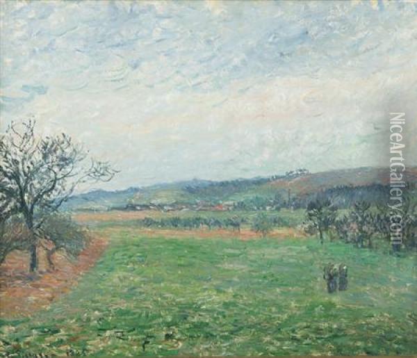 Les Coteaux De Gisors, Temps Gris Oil Painting - Camille Pissarro